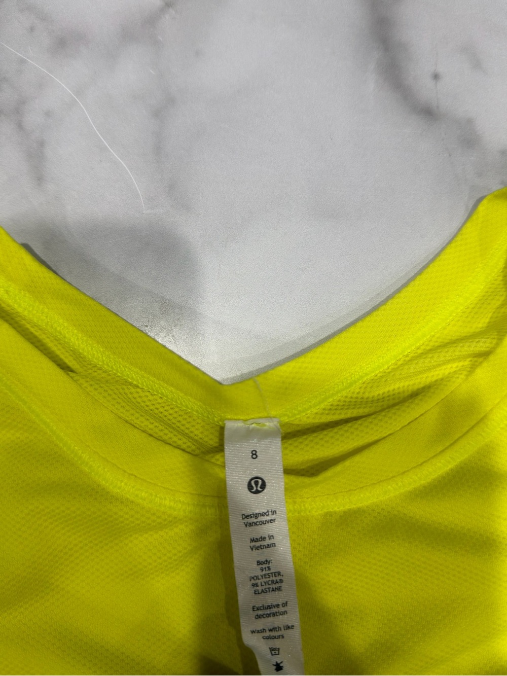 Lululemon High Neck Running and Training T-Shirt Size 8 Neon Yellow - Picture 9 of 9